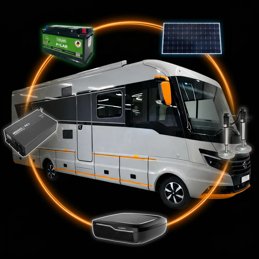 Autarkie-System rund ums Reisemobil – Solar, Lithium-Batterie, Wechselrichter und Gasversorgung