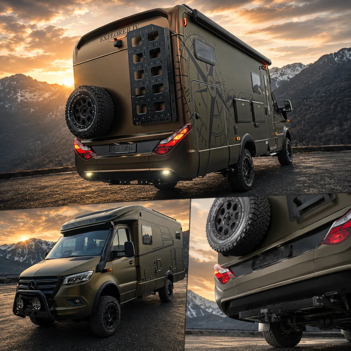 Veredeltes Offroad-Wohnmobil von Swiss Venture – Außen, Heck und Detail
